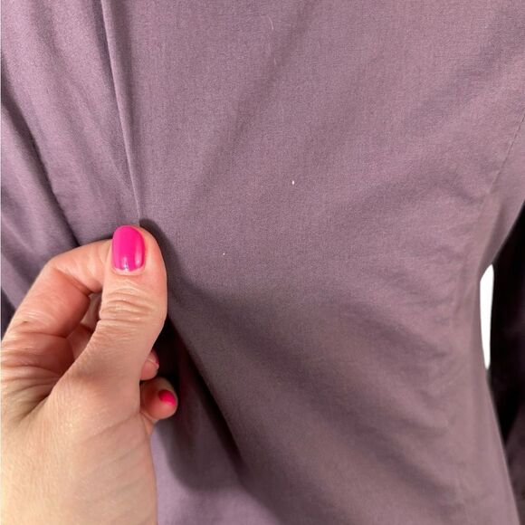 Dismero Italian Women’s Purple Crochet Lace Ruffle Button Down 3/4 Sleeve Top - Picture 12 of 15